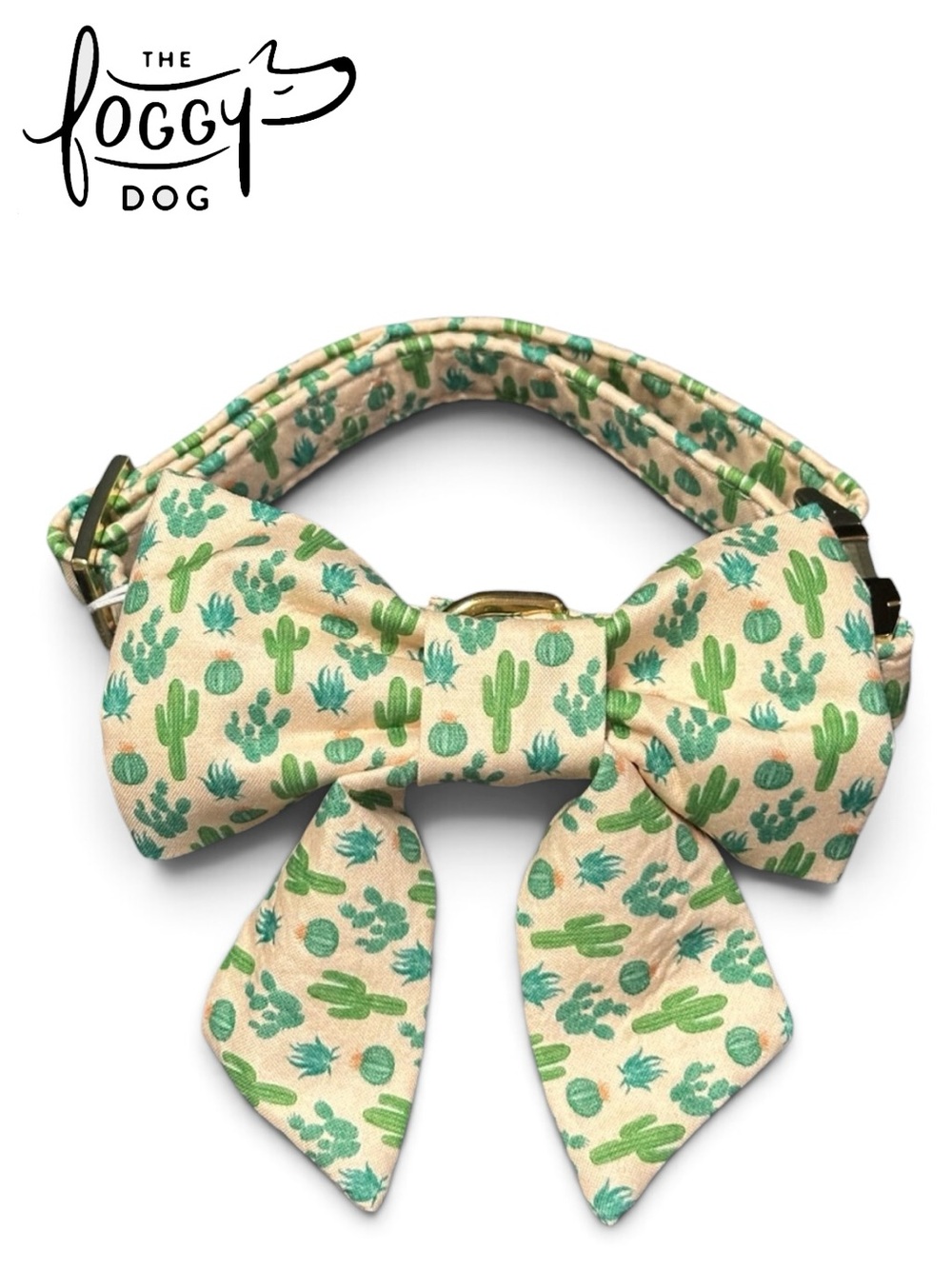 The Foggy Dog Cactus Garden Lady Bow & Dog Collar
